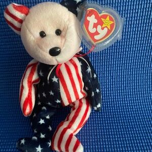 Vintage pink face red white a blue beanie baby June 14 1999